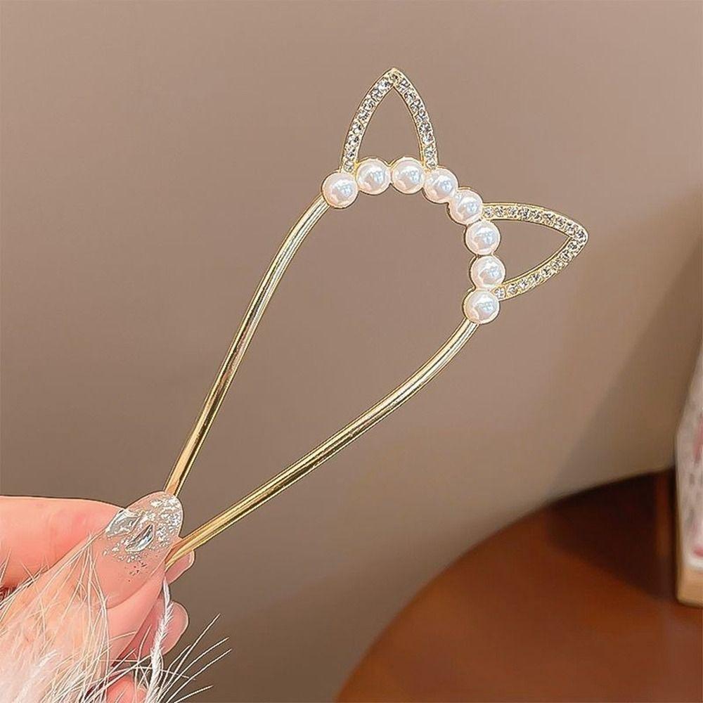 

Headdress Pearl Pendant HairClip Metal U-shaped Hairpin New Pearl Hairpin Women Girl Style 4