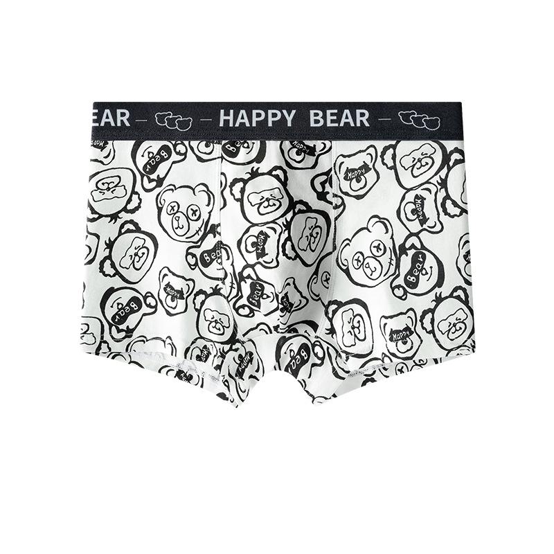 Men's Teen Cotton Boxer Shorts with Bear Print