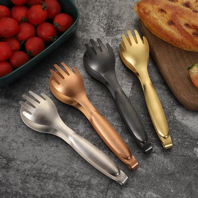 7.8'' Stainless Steel Food Tongs Gold Salad Tong Salad Clip Silver Party Pastry Buffet Clamp Kitchen Accessories Cooking Utensil