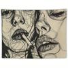 Woman Smoking Line Art Tapestry, Minimalist Wall Hanging For Bedroom Living Room Dorm Multi-Size Home Decor Accessories