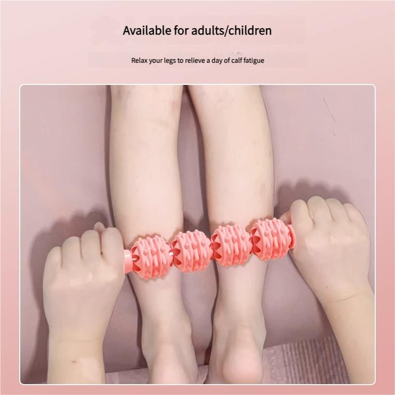 Deep Tissue Massage Roller Multi-Wheel Muscle Relief Tool for Back Neck Legs Portable Fitness Recovery Stick Home Gym Massager with Textured Surface