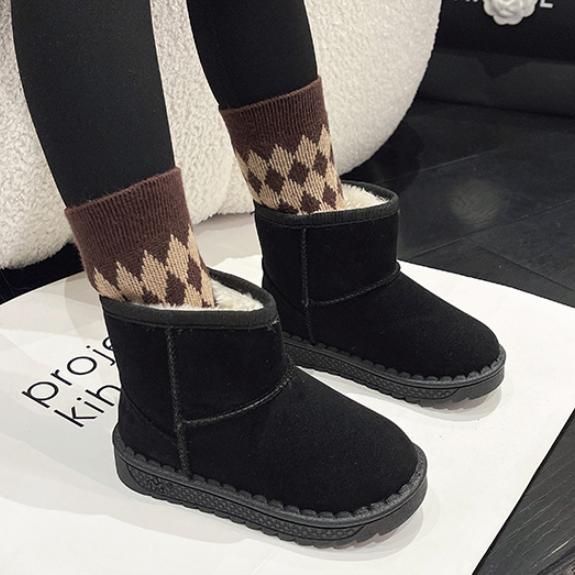 Children's snow boots for boys and girls in winter set of short boots suede cotton shoes plush insulation shoes snow boots