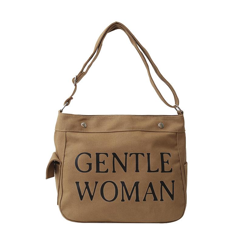 Letter large capacity canvas bag 2025 autumn and winter niche messenger bag bag