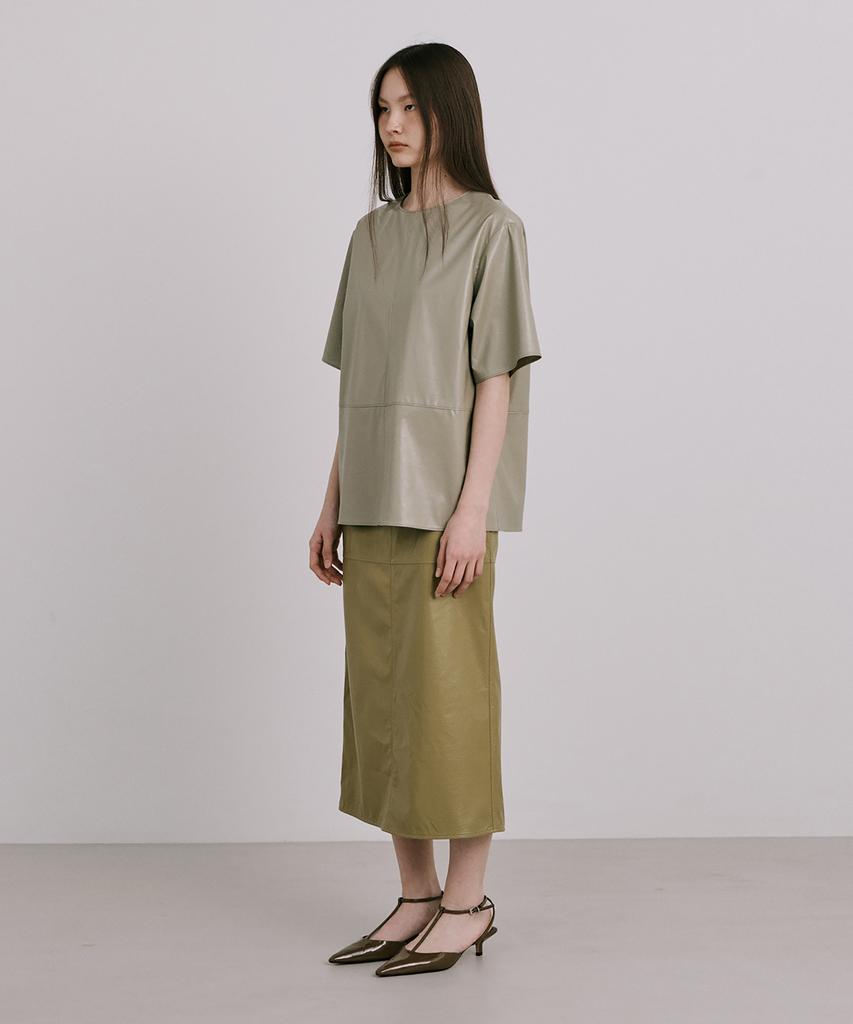 WNDERKAMMER Fake Leather Top_Khaki