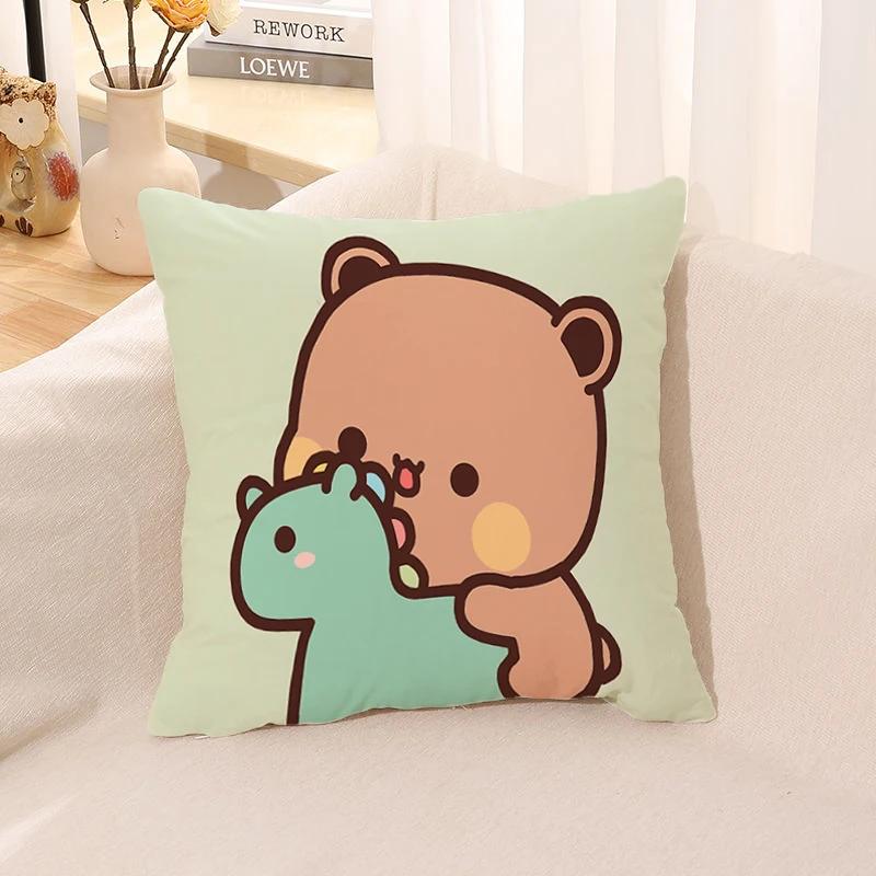 Pillow Cover Square Cushion for Bed Car Office Peach Mochi Cat Decorative Anime Room