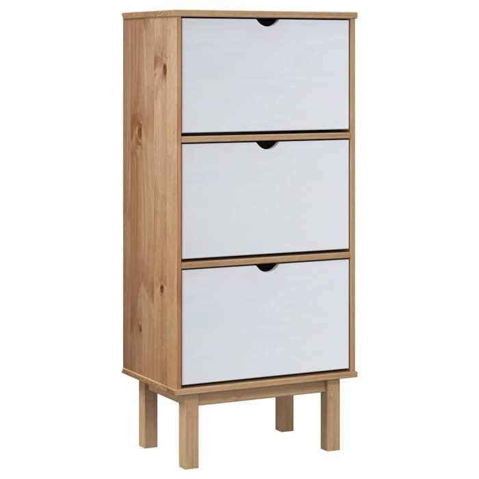 VidaXL Armoire à chaussures OTTA et 3 tiroirs Marron et blanc Bois pin 351311