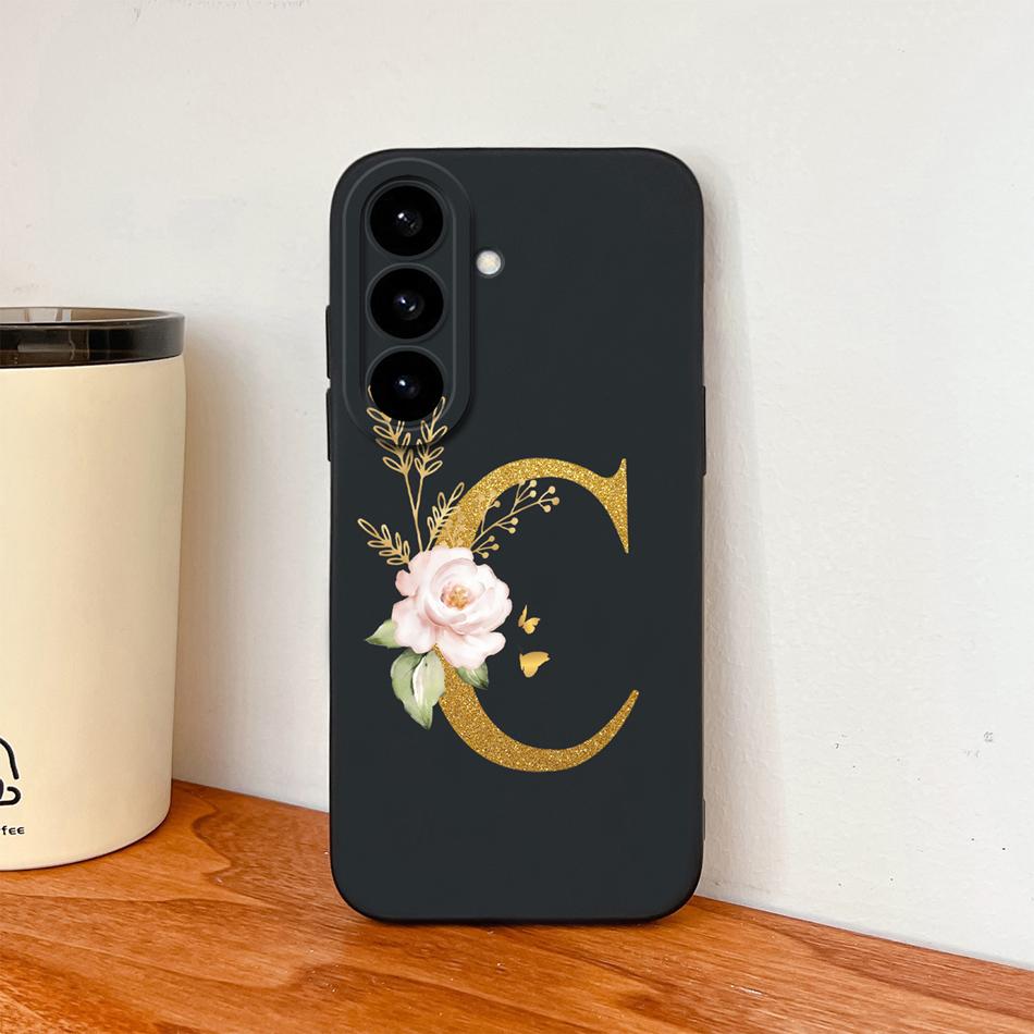 Flower Letter Phone Cover For Samsung S26 Ultra Case For Samsung S26 Plus Back Cover Soft Liquid Silicone Fundas For Galaxy S 26