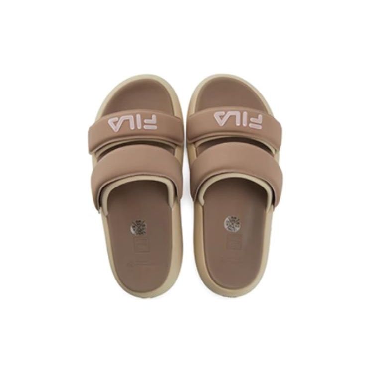 Fila Donut Velcro Fashion Versatile Comfortable Durable Antibacterial Slide Sandals Women Sandals Brown Yellow F12W421505FBS