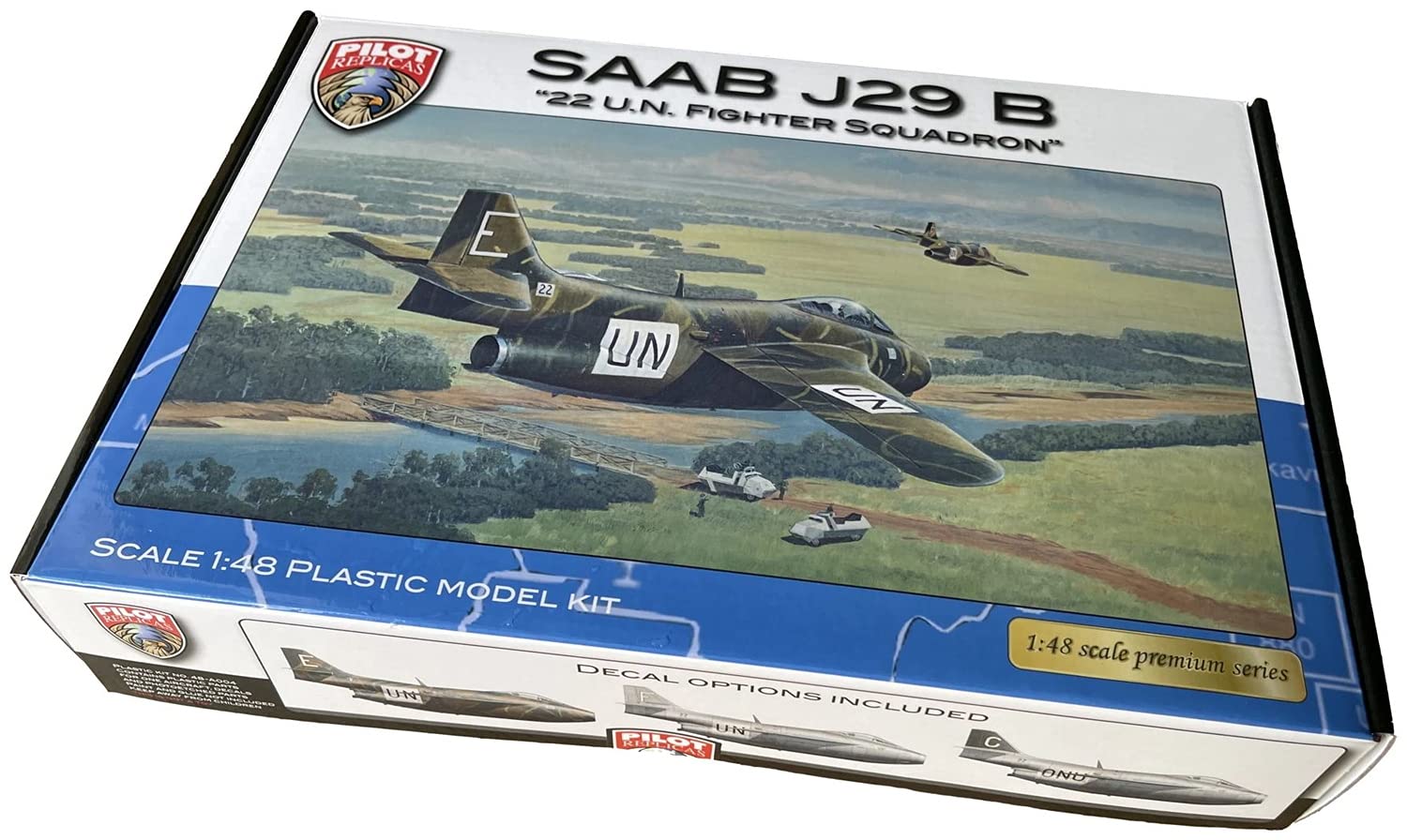 

Pilot Replica 1/48 Scale UN Saab J29B Fighter Plane, Congo Allied Forces 22nd Squadron, Plastic Model Kit, PLR48A004