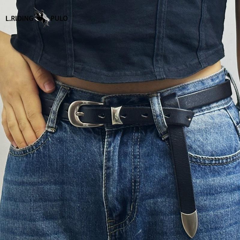 Genuine Leather Belt for Women with Pin Buckle Korean Style Trendy All-match Personality Retro Pure Cowhide Pants Belt Waist Belt