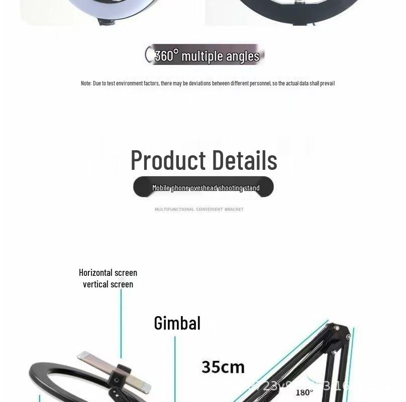 Multifunctional Top-Down Shooting Stand with Bluetooth Remote and 26cm Fill Light