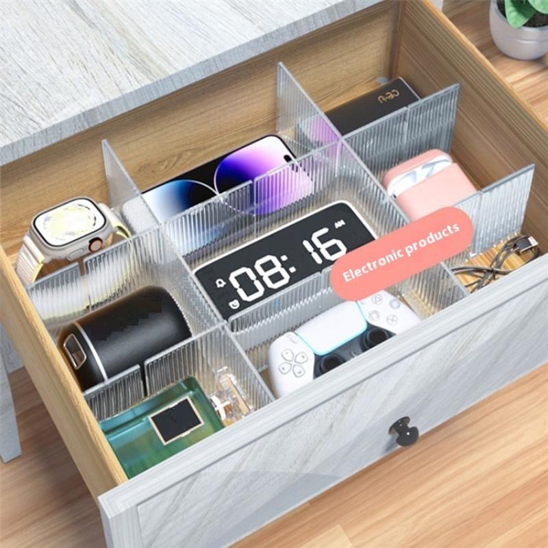 4Pcs Drawer Divider Adjustable Free Combination Partition Storage Shelves Wardrobe Closet Separator Underwear Socks Storage