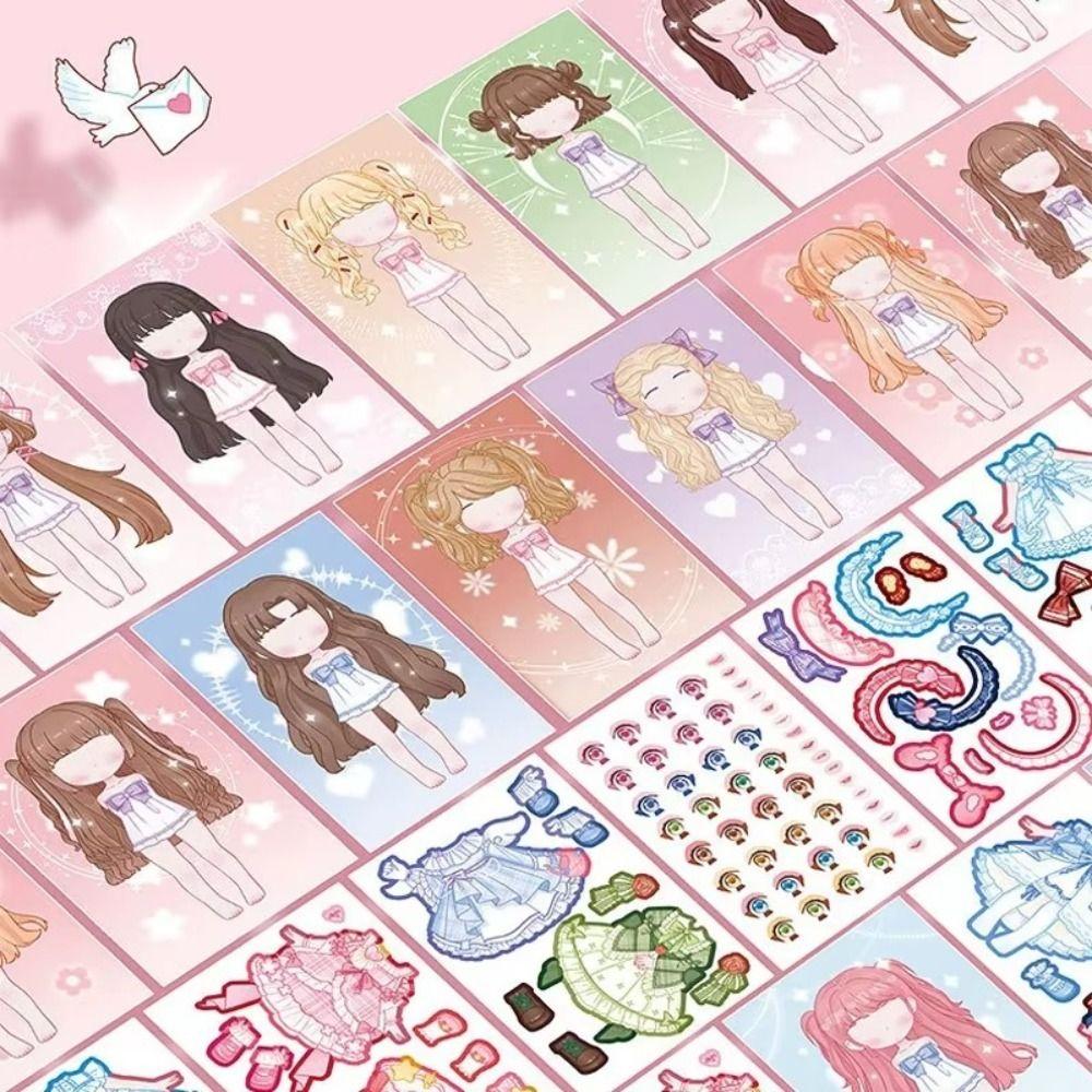 Dress Up Sticker Book Girl Sticker Book Children's Cartoon Makeup Show Puzzle Cartoon Handmade DIY Book