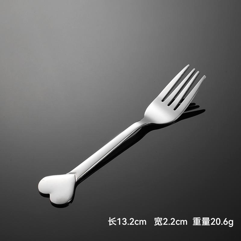 Stainless Steel Love Fork Spoon Cake Dessert Tableware Short Gift Children's Short Spoon Fruit Fork