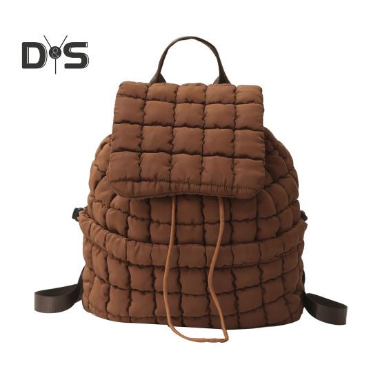 18L Quilted Backpack for Women Puffer Hiker Pack Top Flap Drawstring Backpack Padding Travel Cloud Gym Bag