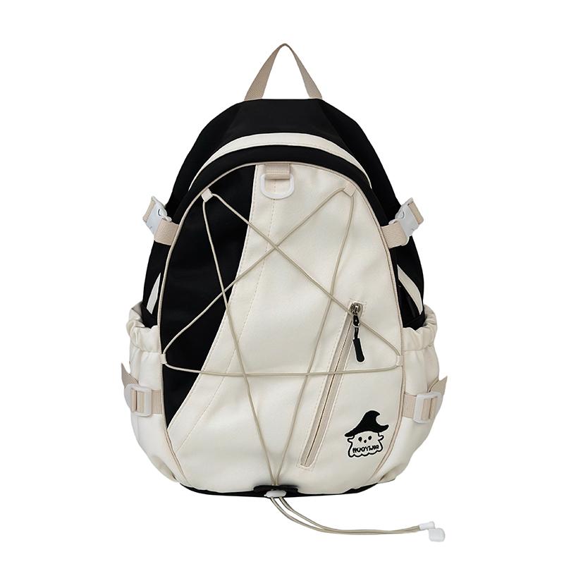 Junior High School Student Schoolbag Color Block Women Large Capacity Backpack