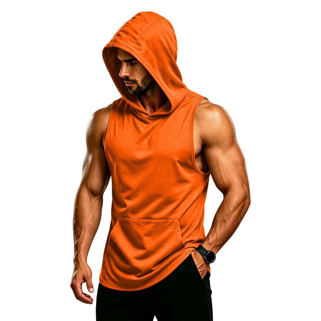 Men's Sleeveless Hoodie Muscle Fit Gym Tank Top Breathable Quick Dry Workout Vest for Fitness Training