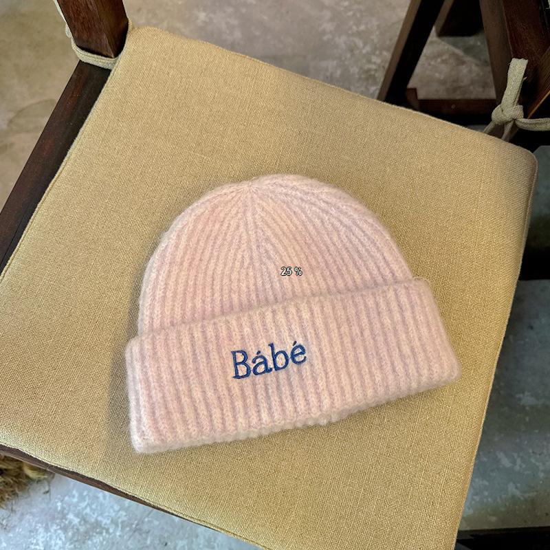 Letter Embroidered Woolen Hat Autumn and Winter Versatile Men and Women Outdoor Cycling Warm Pullover Knitted Woolen Hat