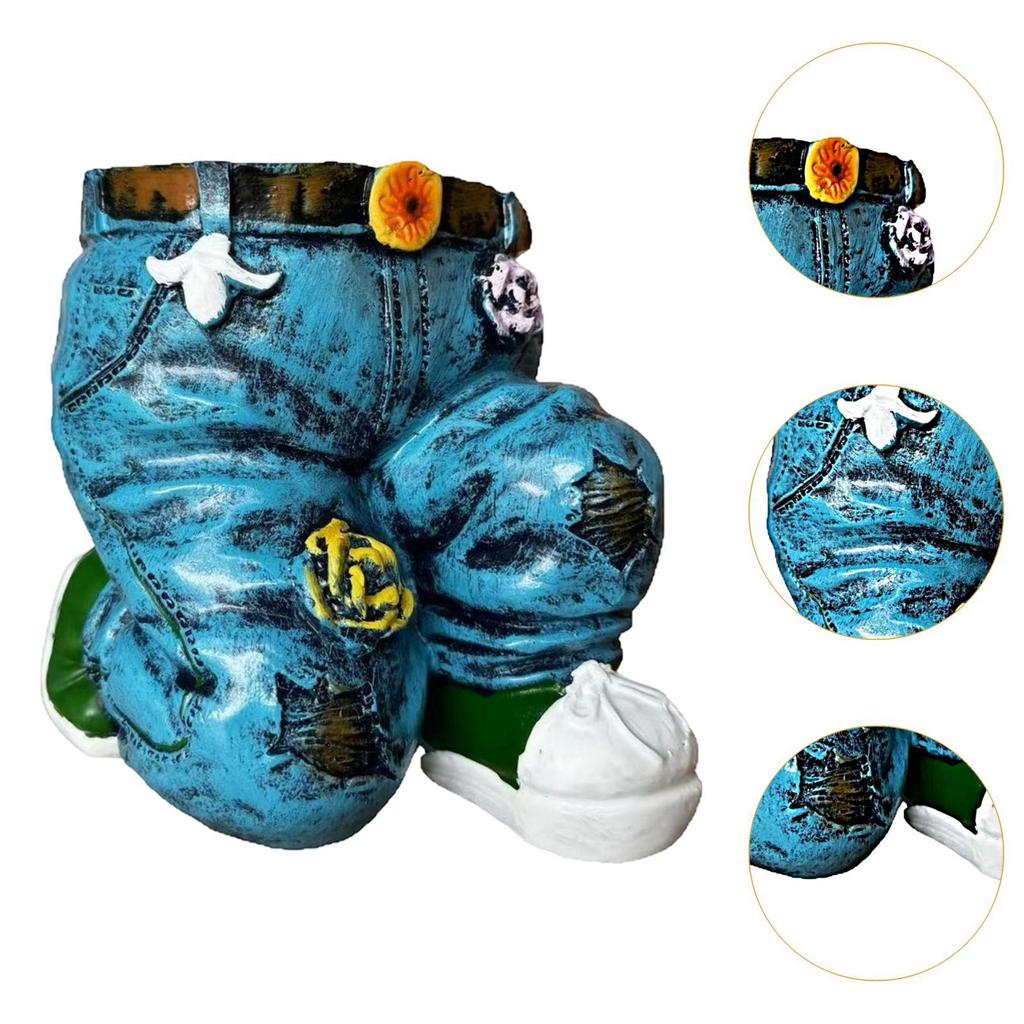 Jeans Shape Planter Denim Pants Resin Flower Pot Patio Decor Denim Clothes Pants Flowerpot Novelty Creative Lawn Flower Pot