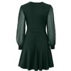 Summer Women Casual V-Neck Long Sleeve A-Line Dress High Waist Above Knee Solid Color Jacquard Dresses Spring S-XL