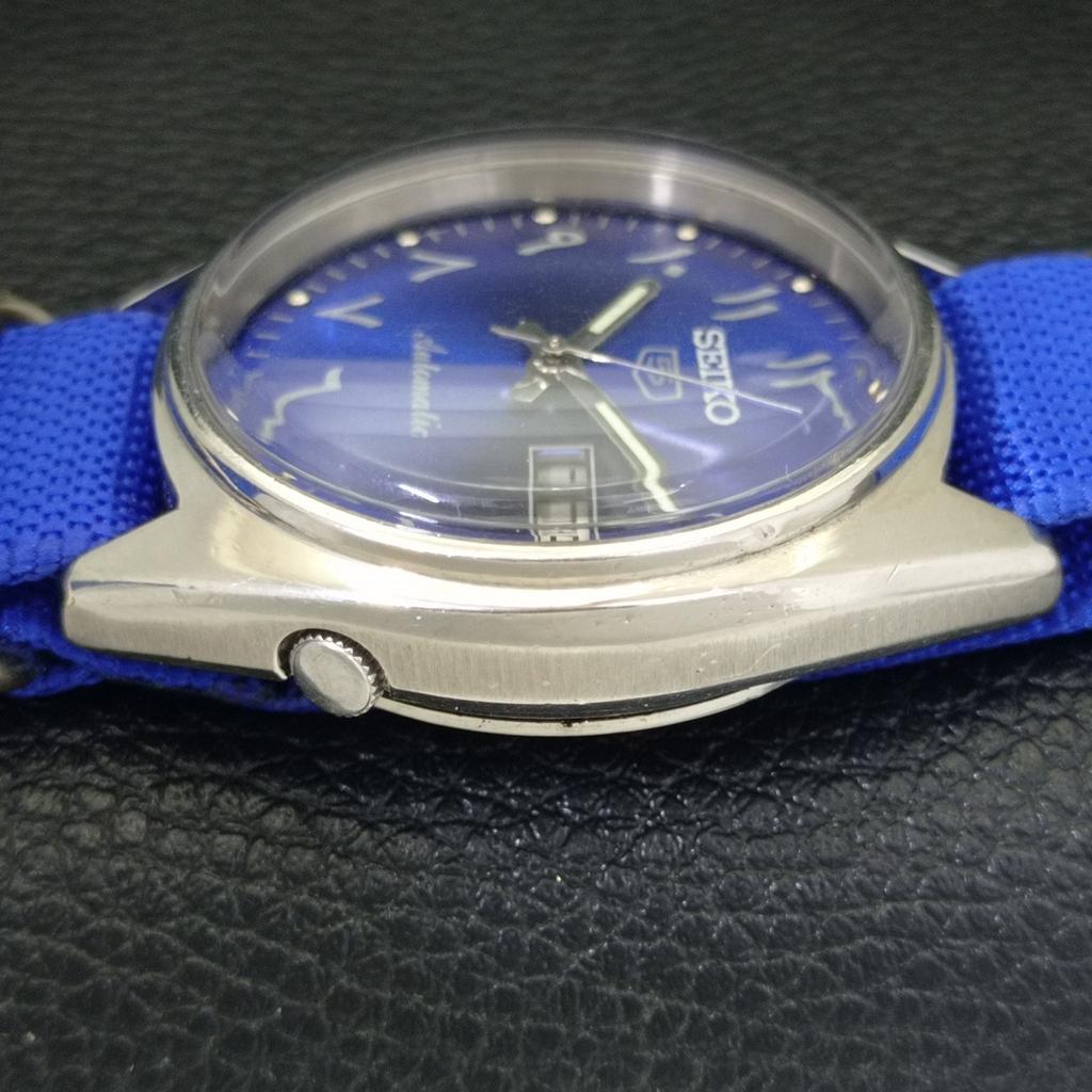 Seiko 5 AUTOMATIC JAPAN MENS 6309A VINTAGE ARABIC BLUE DIAL WATCH A702438-5 R124-a702438