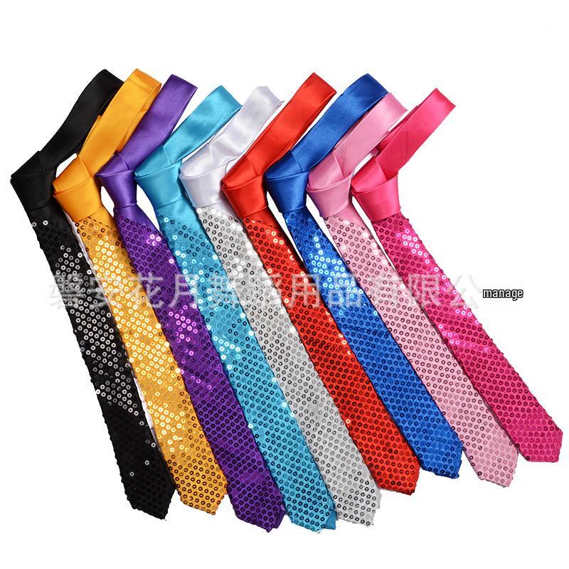 Korean Slim Fit Sequin & Beaded Tie for Men & Women - Formal Wear, Wedding, Party, Performance