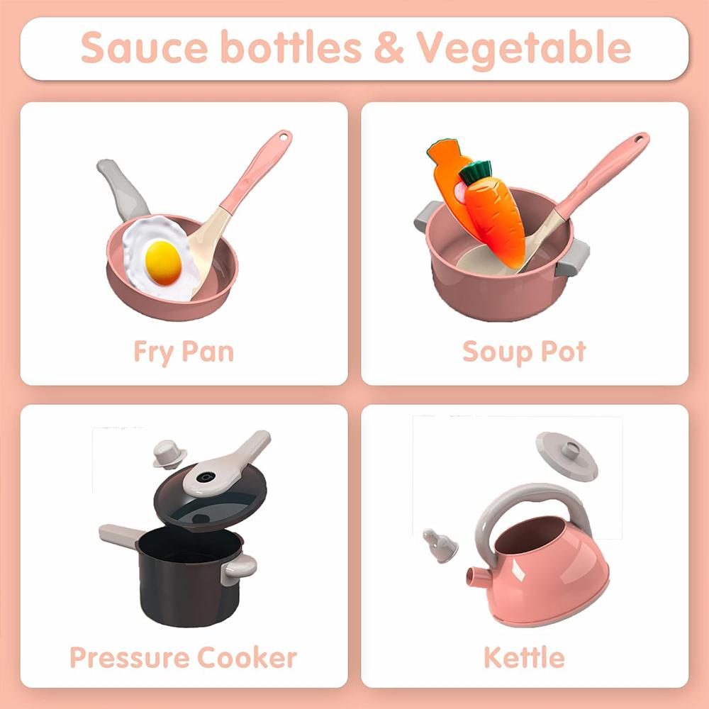 Kuchyňské hračky pro děti 59/69 ks Předstíraná sada na vaření Hra s hrnci pánve nádobím Hra na role Vzdělávací hračka Dárky pro holky kluky