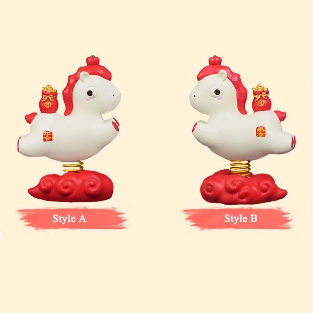 Cartoon Zodiac Pony Ornaments Pony Shape Resin Horse Mascot 2026 Horse Year Kawaii Horse Spring ornament Car Interior