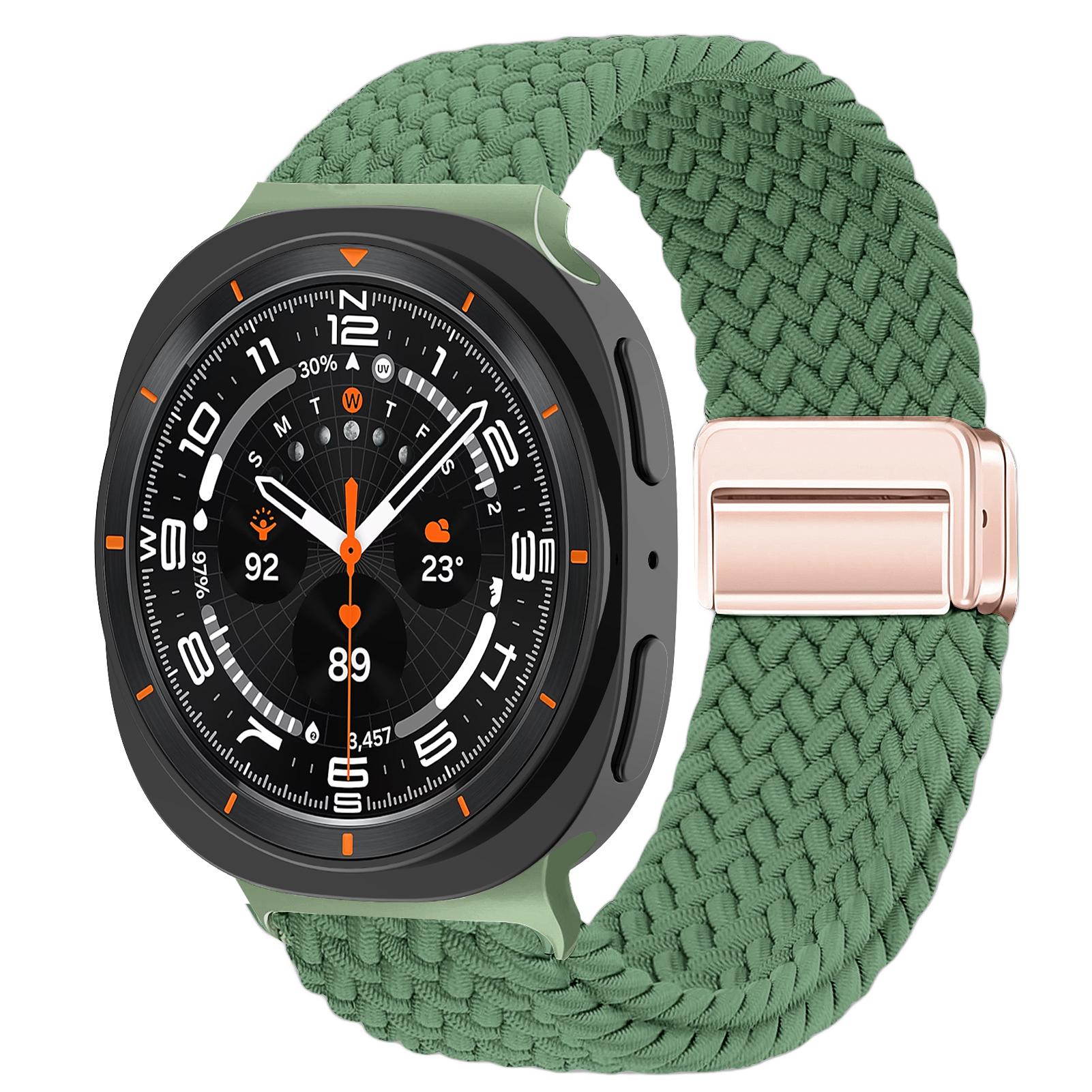 

Магнитный плетеный ремешок для Samsung Galaxy Watch 8 Ремешок 44 мм 40 мм Нейлоновый браслет correa pulseira ремень Galaxy Watch 8 classic 46 мм galaxy 8classic 46mm оливковый
