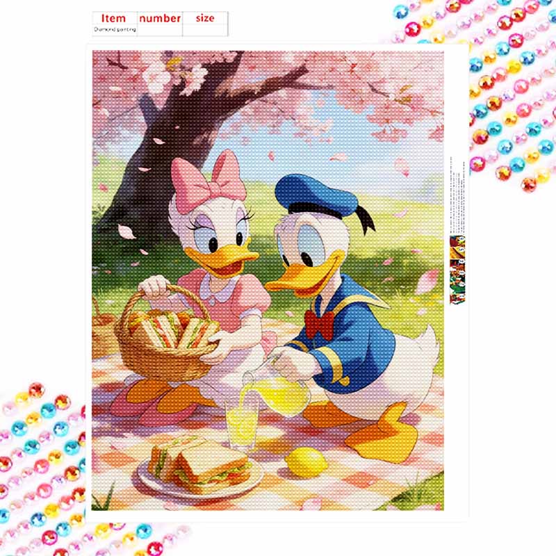 Disney Donald Duck Daisy Picnic Diamond Painting Art Kit Handmade DIY5D Home Decor Gift