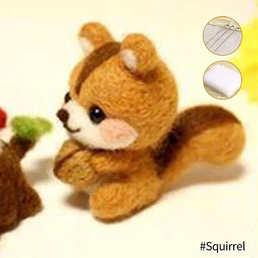 Cute Wool Felting Package Material Animal Handmade Toy Non-Finished DIY Arts Crafts Needlework Yarn Needle Felting Starter Kit