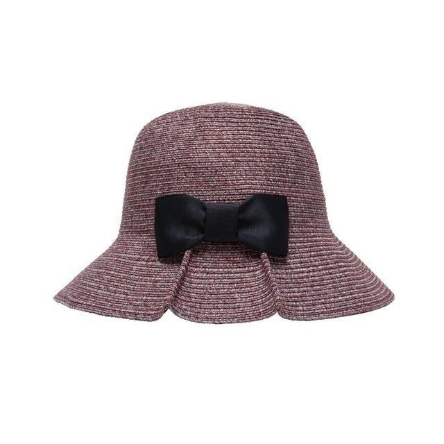 Women Summer Folding Wide Large Brim Shape Beach Sunscreen Cap Cute Big Bow Solid Straw Outdoor Hats Sun Hat