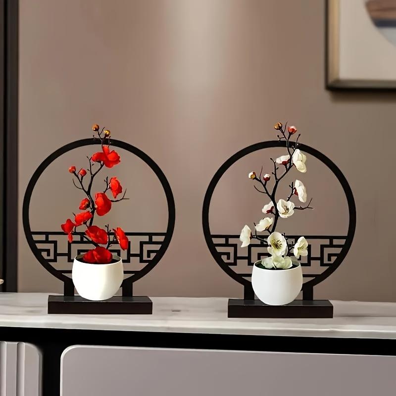 1 Set künstlicher Pflaumenblüten-Bonsai im chinesischen Stil mit Schirmbasis - Vielseitige Tischdekoration für verschiedene Räume, Ideal für