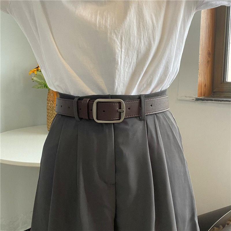 Korean Style Trendy Retro Belt With Square Buckle For Youth Perfect For Jeans And Casual Wear