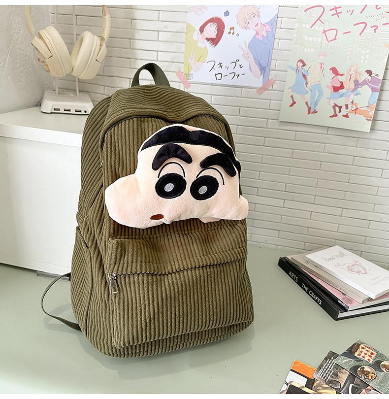 Schoolbag New Korean Ins Cute Cartoon Corduroy Backpack Japanese Harajuku Girl Schoolbag Soft Sister Cartoon Backpack
