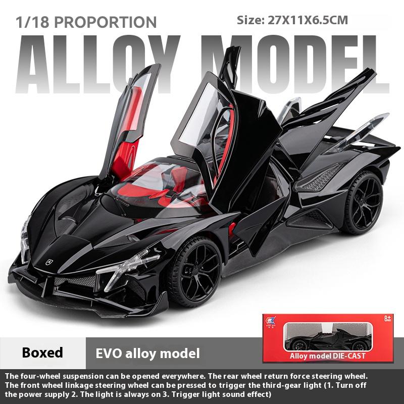 1:18 EVO alloy model toy car, futuristic shape, four-wheel shock absorption, cool sound and light, Christmas gifts