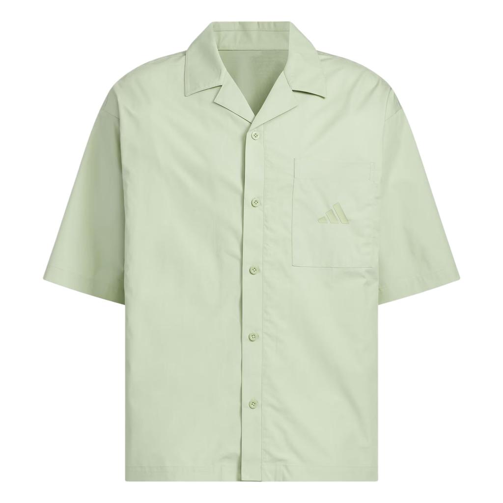 Adidas Sportswear GFX Loose Fit Button-Up Short Sleeve Shirt Men Shirts Magic-Yellow Green JL6056