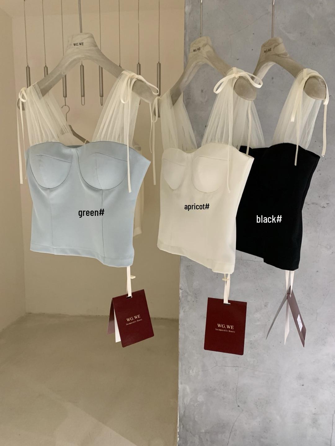 Women s Spring/Summer Mesh Strappy Bandeau Top with Chest Pads - Short Style Small зелёный