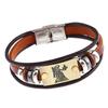 Twelve Constellations Cowhide Bracelet with Stainless Steel Buckle - Genuine Leather