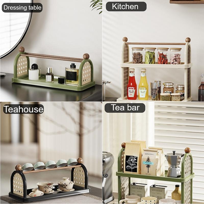 2026 Spring New Multifunctional Coffee Cup Storage Rack Kitchen Seasoning Bottle Cosmetic Storage Living Room Desktop Decoration