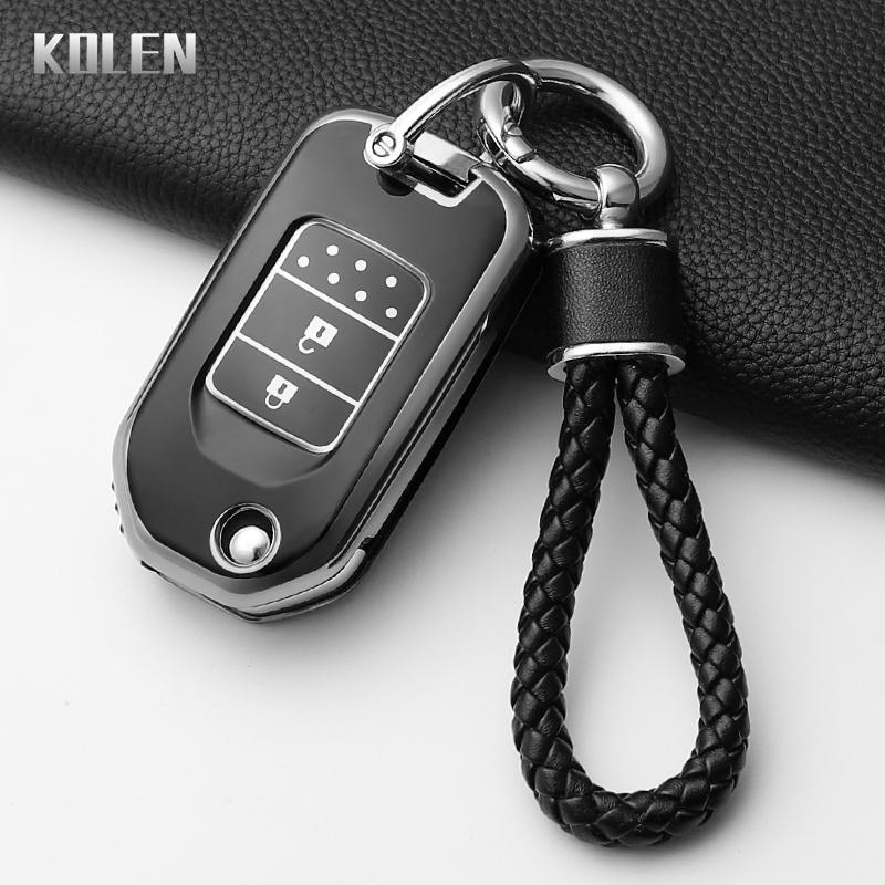 Fashion Tpu Car Folding Key Case Cover For Honda Civic Cr-V Hr-V Agreement Jade Crider Odyssey Protected Keychain Fob Shell Bag