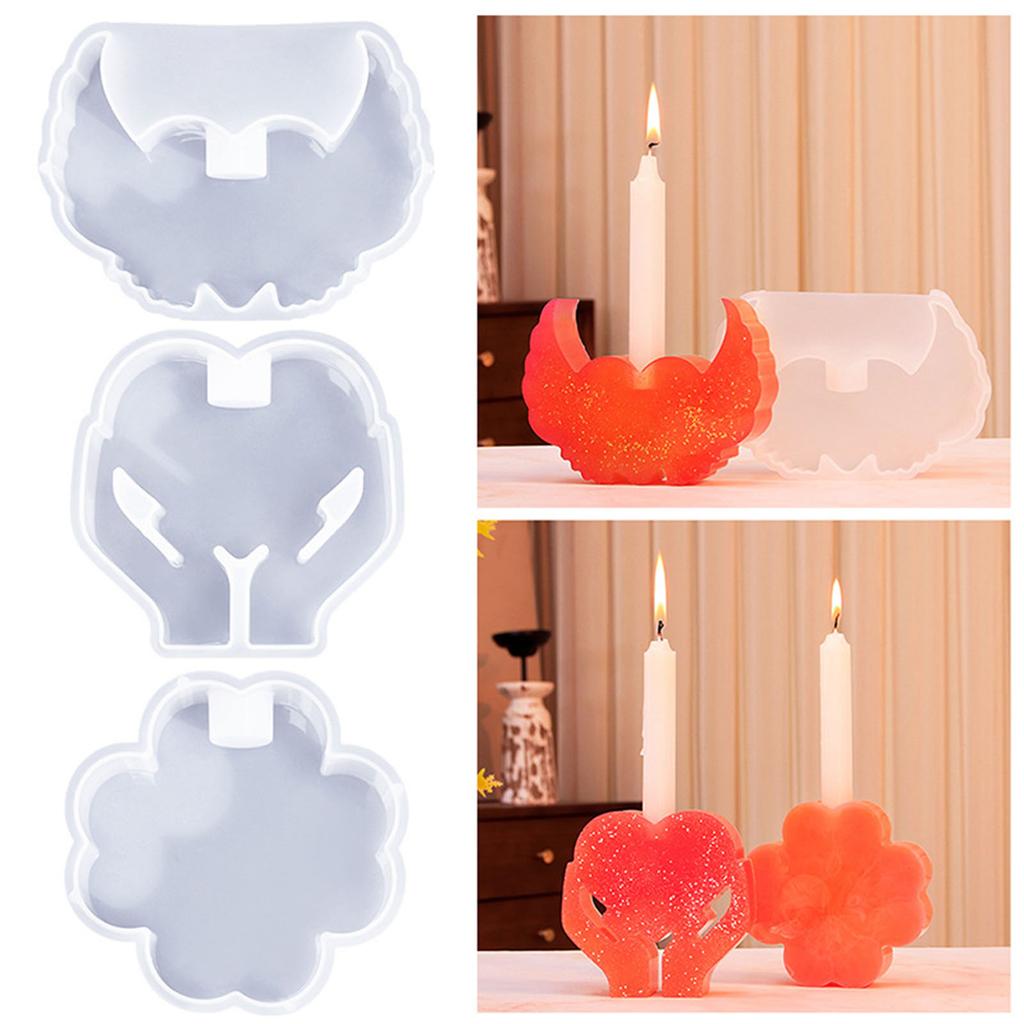 Epoxy Candlestick Silicone Mold Candle Base Mould Heart Shaped Candle Holder Molds Ornaments Home Decorations Mould