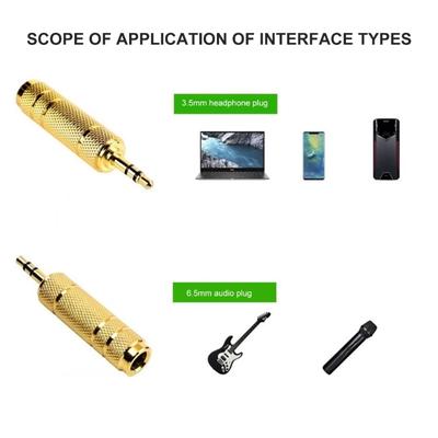 Connecteurs Audios en Alliage de Zinc Adaptateur Mâle Femelle 6.5mm vers 3.5mm Prises Audios Conception Anti-Oxydation Interfaces Musicales Portables