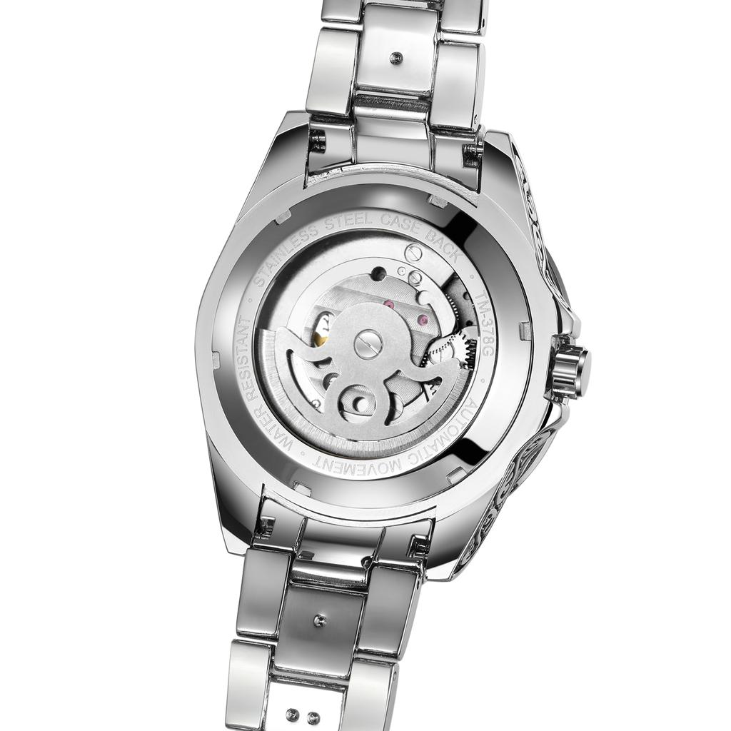 Forsining 378A Skeleton Vintage Style Men's Automatic Mechanical Watch Engraved Case & Band Life Waterproof Business Elegant