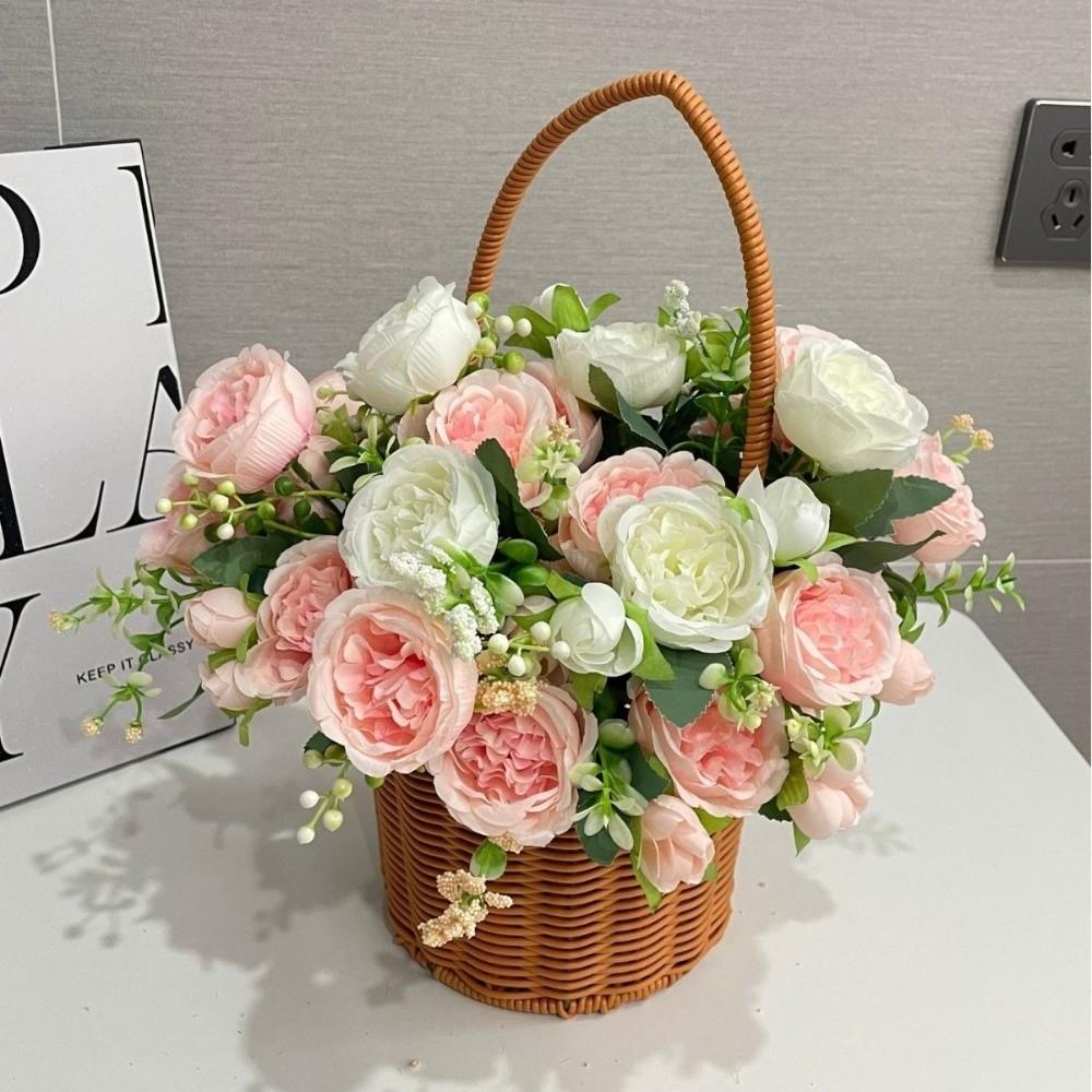 Long Stem Artificial Flowers Realistic Touch Bridal Bouquet Elegant Fake Roses Home Wedding Bridal