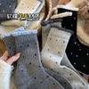 Polka Dot Wool Socks, Mid-Leg Socks, Seasonal Thickened Fleece Warm Gray Birkenstockers, Winter Stockings
