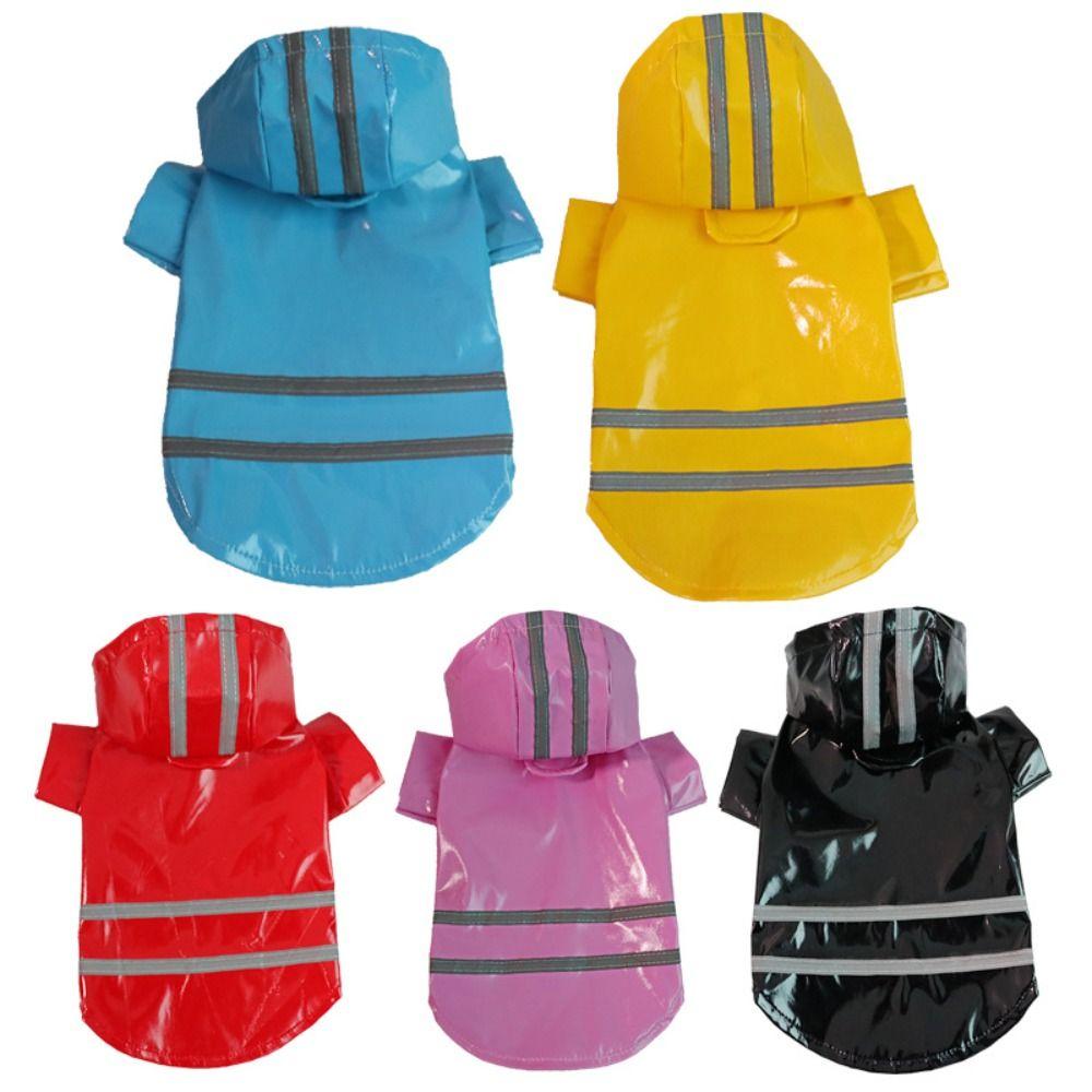PU Dog Hooded Raincoat Towable Small Dog Clothes Stylish Dog Rain Cloak  Puppy
