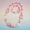 2pcs/Set Fashion Natural Wood Beads Jewelry Cute Animal Pattern Necklace Bracelet For Children Party Jewelry Girl Birthday Gift