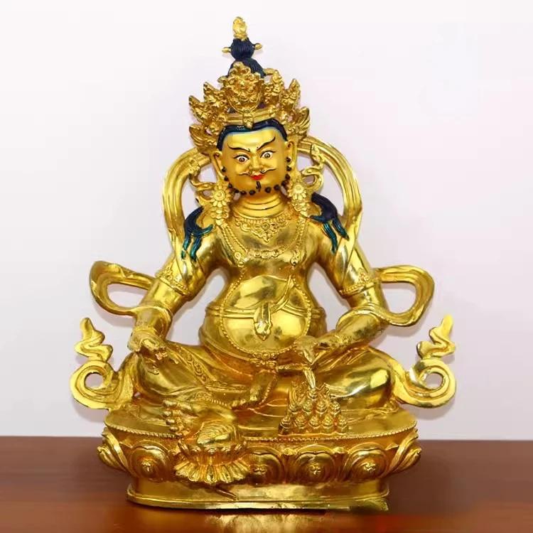 Feng Shui Copper Yellow God of Wealth Buddha Statue Tantric Home Living Office Sculptures