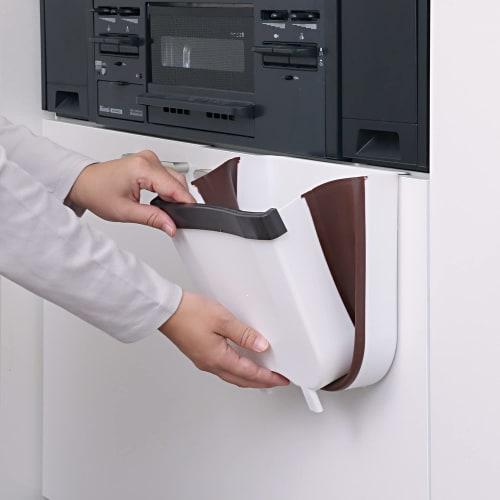 Astro Small Brown Folding Kitchen Trash Can with Hanging Holder (821-22)